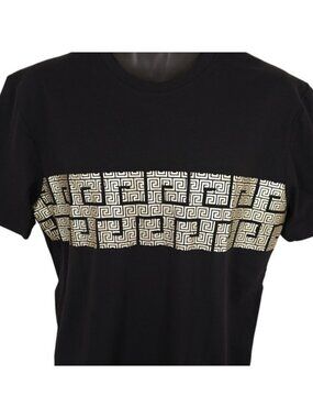 Casa Moda T Shirt Mens Size Medium Black Gold Greek Key Meander NEW